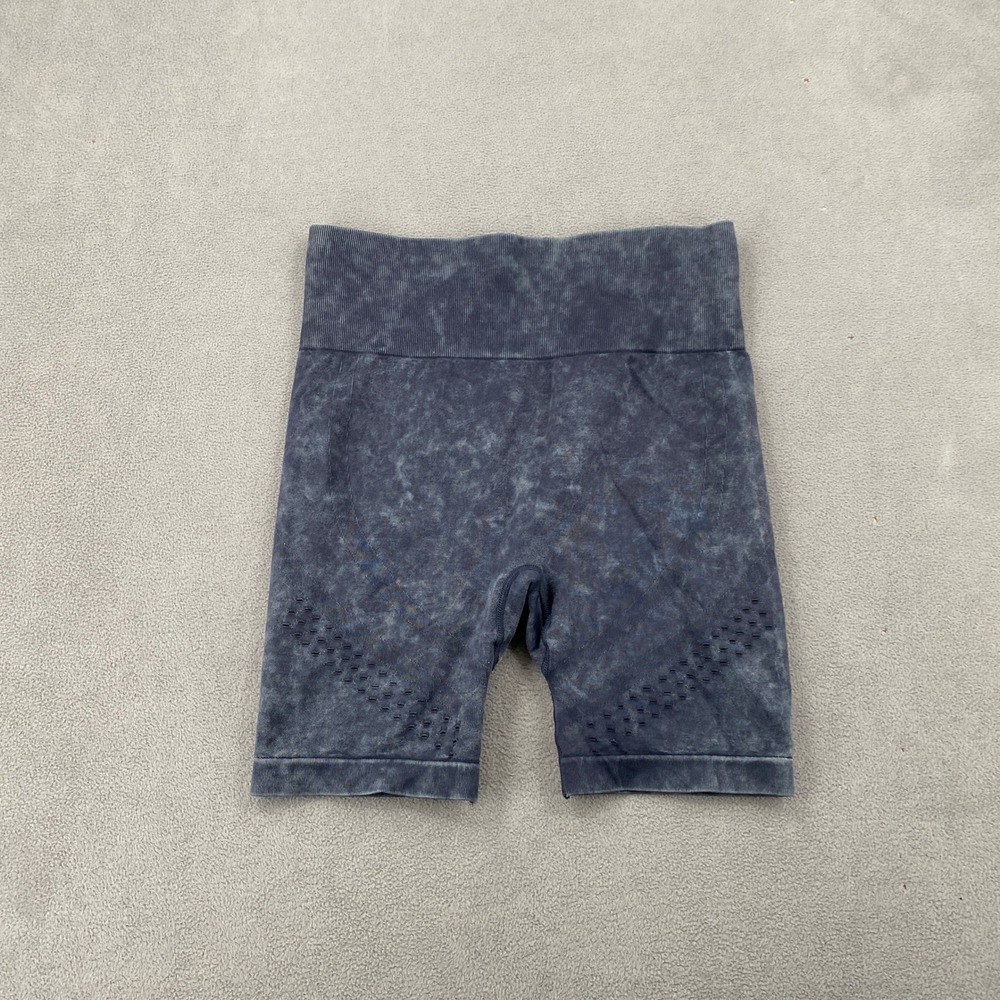 White Fox Acid Wash Seamless Biker Shorts Grey High Waisted Gym Activewear 7853